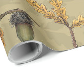 Eichen und Eichen-Blätter auf Ekru Geschenkpapier (Rolleneckpunkt)