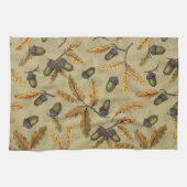 Eichen und Eichen-Blätter auf Ekru Geschirrtuch (Horizontal)