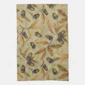 Eichen und Eichen-Blätter auf Ekru Geschirrtuch (Vertikal)