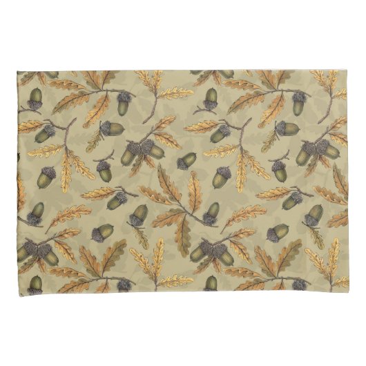 Eichen und Eichen-Blätter auf Ekru Kissenbezug (Vorderseite-Rechts)