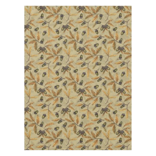 Eichen und Eichen-Blätter auf Ekru Tischdecke (Vorderseite)
