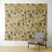 Eichen und Eichen-Blätter auf Ekru Wandteppich (Beispiel (Horizontal))