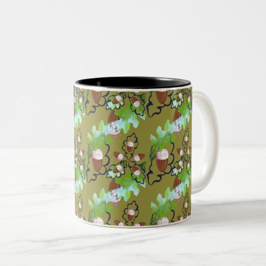 Eichen und Eichen Blätter. Zweifarbige Tasse (VorderseiteRechts)
