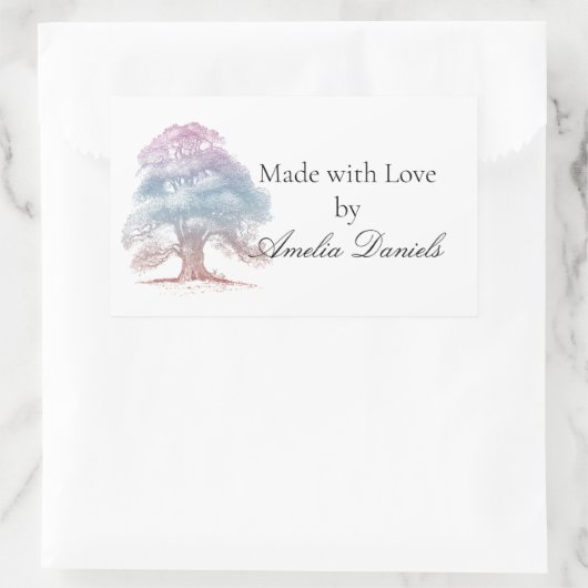 Eichenbaum aus Liebe Rechteckiger Aufkleber (Tasche)