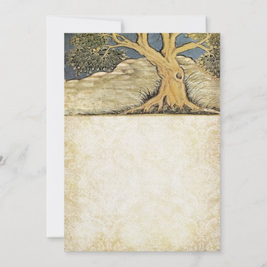 Eichenbaum gestörter Damask Metallic Elegance Einladung (Rückseite)