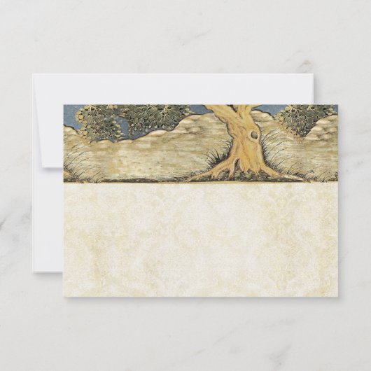 Eichenbaum gestörter Damask Metallic Elegance RSVP Karte (Rückseite)