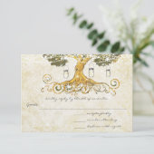 Eichenbaum gestörter Damask Metallic Elegance RSVP Karte (Stehend Vorderseite)