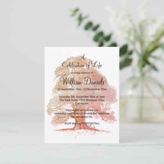 Eichenbaum im Herbst anlässlich der Lebenskarte Einladung (Stehend Vorderseite)