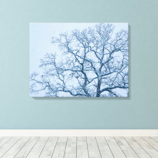 Eichenbaum im Schnee Leinwanddruck (Insitu (Holzboden))