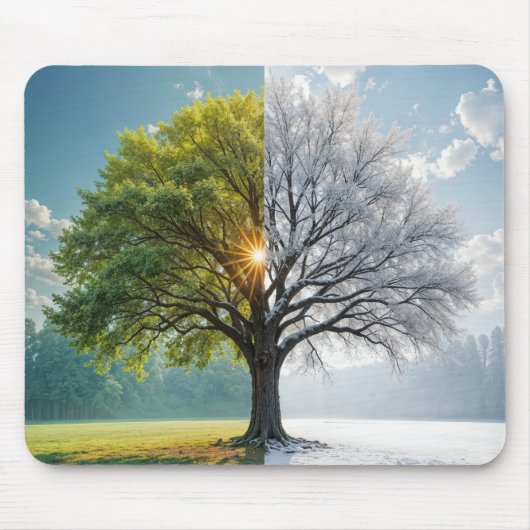 Eichenbaum in zwei Jahreszeiten Mousepad (Vorne)