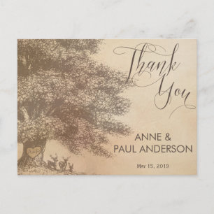 Eichenbaum mit Hirschen Danke Karte