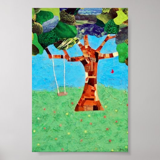 Eichenbaum mit Schaukel Poster (Vorne)