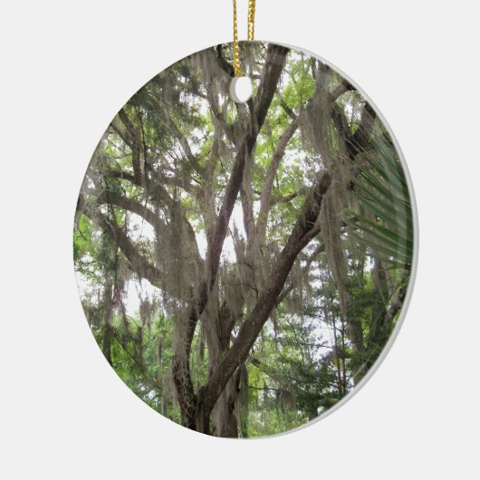 Eichenbaum mit spanischem Moos in den Ästen Keramik Ornament (Links)