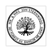 Eichenbaum Rustikale Grenzadresse Natur und Wirtsc Gummistempel (Prägung)