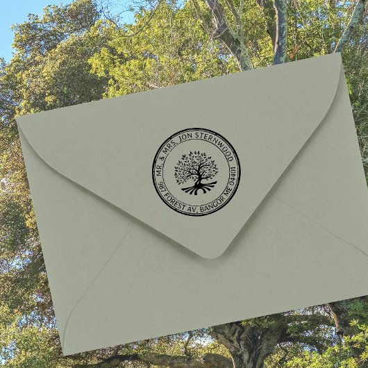 Eichenbaum Rustikale Grenzadresse Natur und Wirtsc Gummistempel