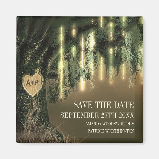 Eichenbaum-Spanisches Moos-Save-the-Date-Magnete Magnet (Vorne)