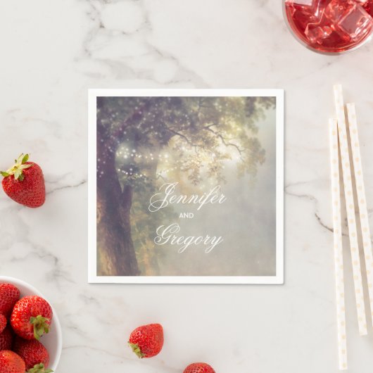 Eichenbaum und Streichellichter Rustikale Gartenho Serviette (Beispiel)