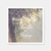 Eichenbaum und Streichellichter Rustikale Gartenho Serviette (Vorderseite)