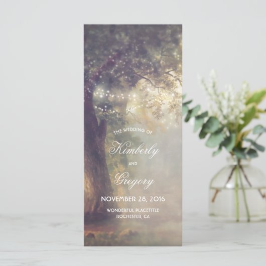 Eichenbaum und Streichellichter Rustikale Hochzeit Programm (Stehend Vorderseite)