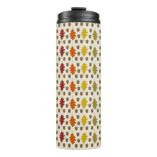 Eichenbäume Blätter und Acorns Herbst Gemustert Thermosbecher (Vorderseite)