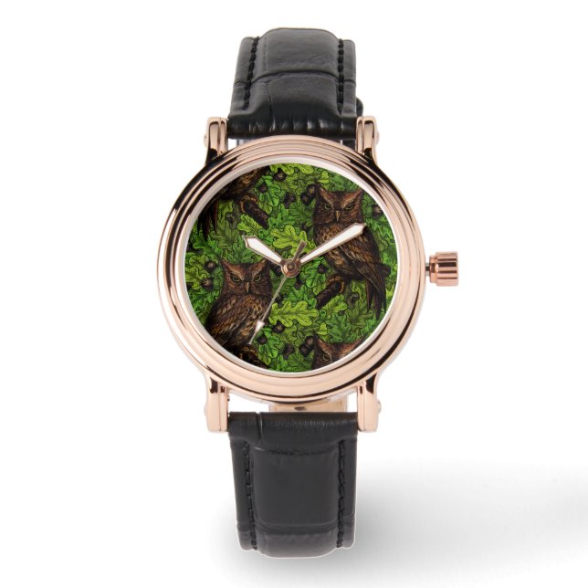 Eichenbäume, grün und braun armbanduhr (Vorderseite)
