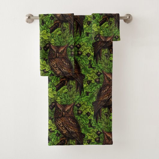 Eichenbäume, grün und braun badhandtuch set (Insitu)