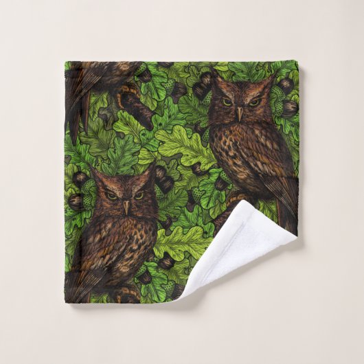 Eichenbäume, grün und braun badhandtuch set (Waschlappen)