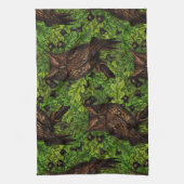 Eichenbäume, grün und braun geschirrtuch (Vertikal)