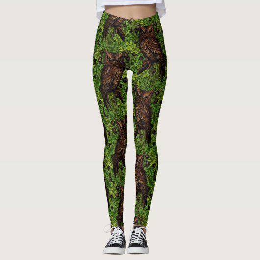 Eichenbäume, grün und braun leggings (Vorderseite)