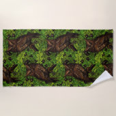 Eichenbäume, grün und braun strandtuch (Vorderseite)