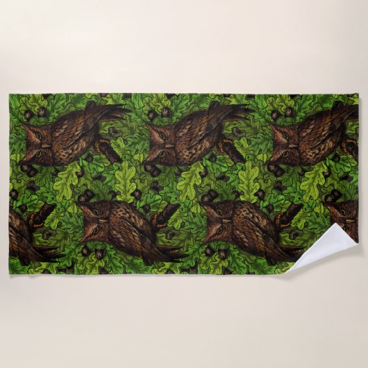 Eichenbäume, grün und braun strandtuch (Vorderseite)