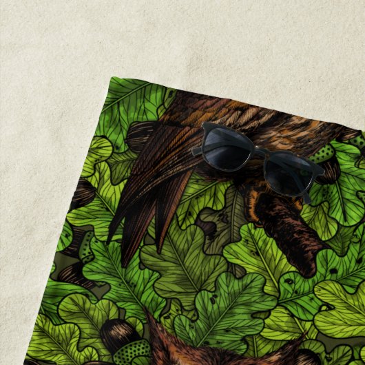 Eichenbäume, grün und braun strandtuch (Beispiel)