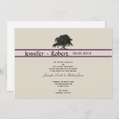 Eichenbaumplantage bei Lila Hochzeitseinladung Einladung (Vorne/Hinten)