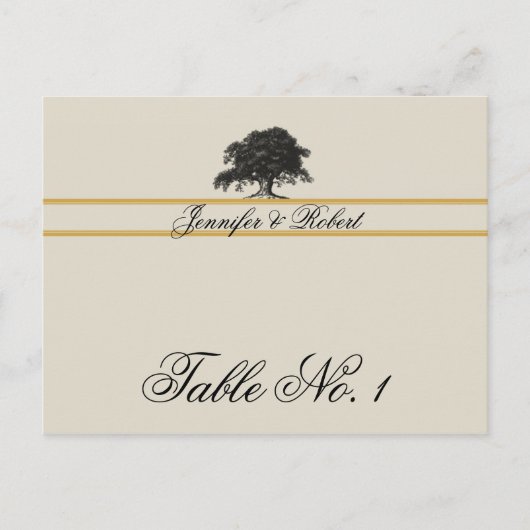 Eichenbaumplantage in Gold-Tischnummer Postkarte (Vorderseite)