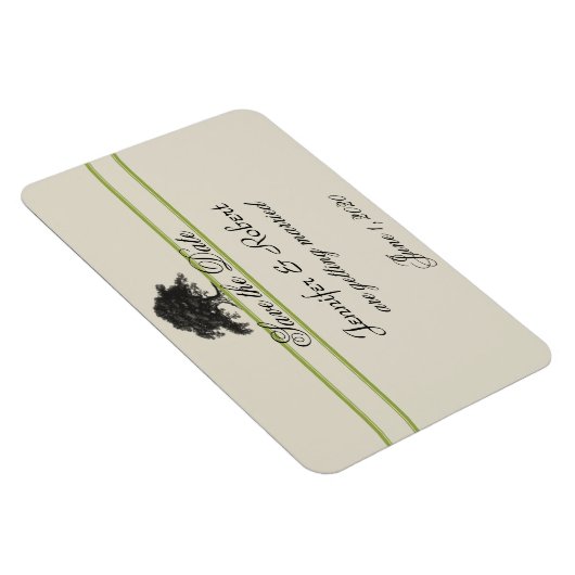 Eichenbaumplantage Save the Date grün Magnet (Rechte Seite)
