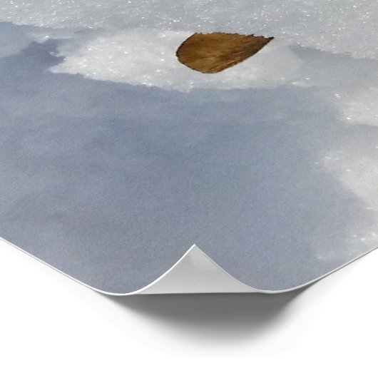 Eichenblatt auf dem Schnee Poster (Ecke)