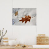 Eichenblatt auf dem Schnee Poster (Küche)
