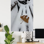 Eichenblatt für neuen Schnee Poster (Heimbüro)