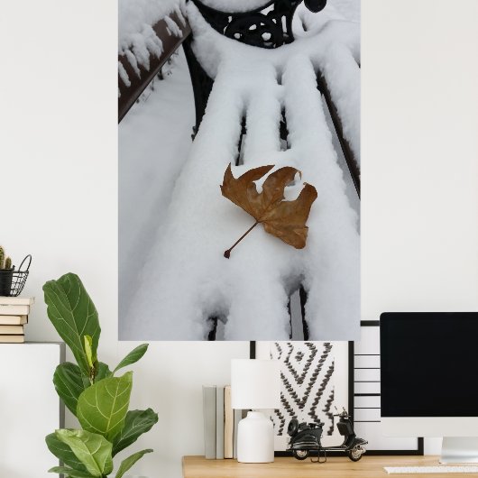Eichenblatt für neuen Schnee Poster (Heimbüro)