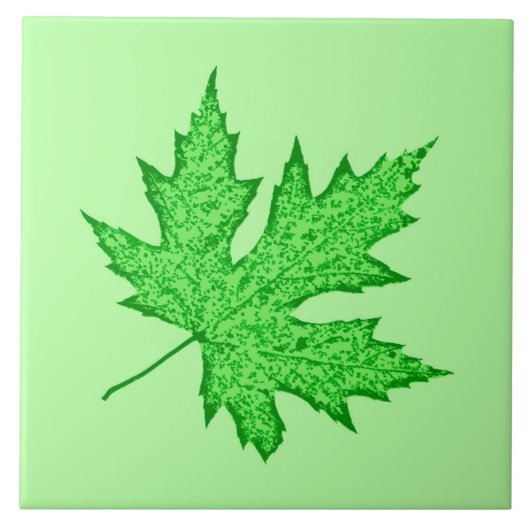 Eichenblatt - grüne Farbtöne Fliese (Vorderseite)