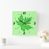 Eichenblatt - grüne Farbtöne Quadratische Wanduhr (Zuhause)