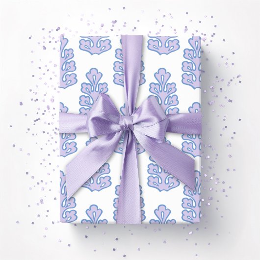Eichenblatt in Blau und Lila Geschenkpapier