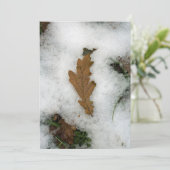 Eichenblatt in der Schneeurlaubskarte Feiertagskarte (Stehend Vorderseite)