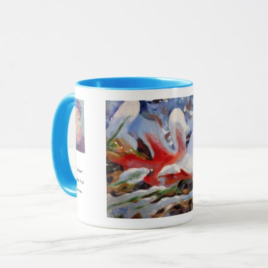 Eichenblatt-Malerei auf gefrorenem Hintergrund / K Tasse (Vorderseite Links)