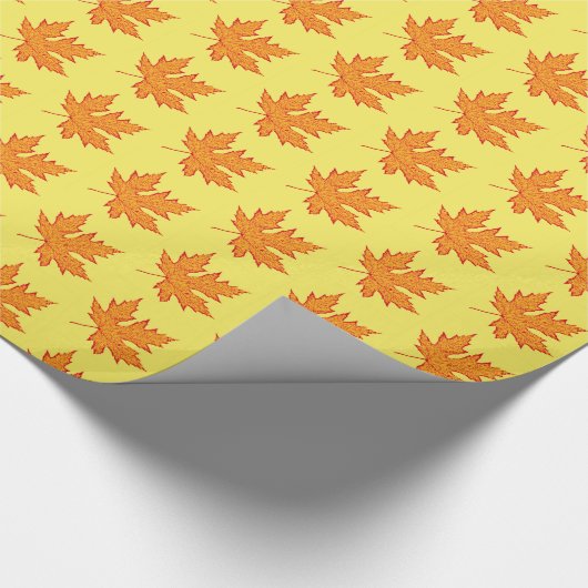 Eichenblatt - Orange und Senfgold Geschenkpapier (Ecke)