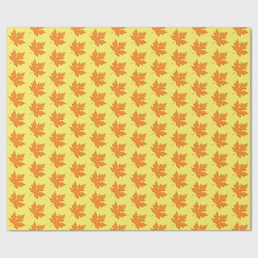 Eichenblatt - Orange und Senfgold Geschenkpapier (Flach)
