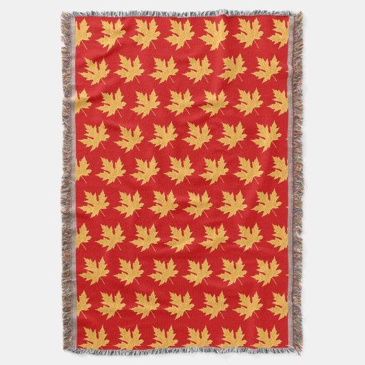 Eichenblatt - tiefrot und Safran Decke (Vorderseite Vertikal)