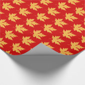 Eichenblatt - tiefrot und Safran Geschenkpapier (Ecke)