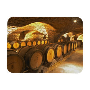 Eichenfässer im Keller des Domaine Comte Magnet