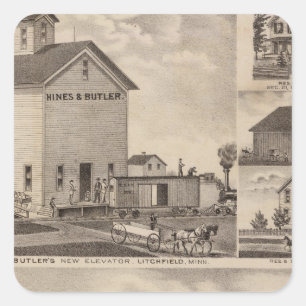 Eichenholz-Bauernhof, Minnesota Quadratischer Aufkleber